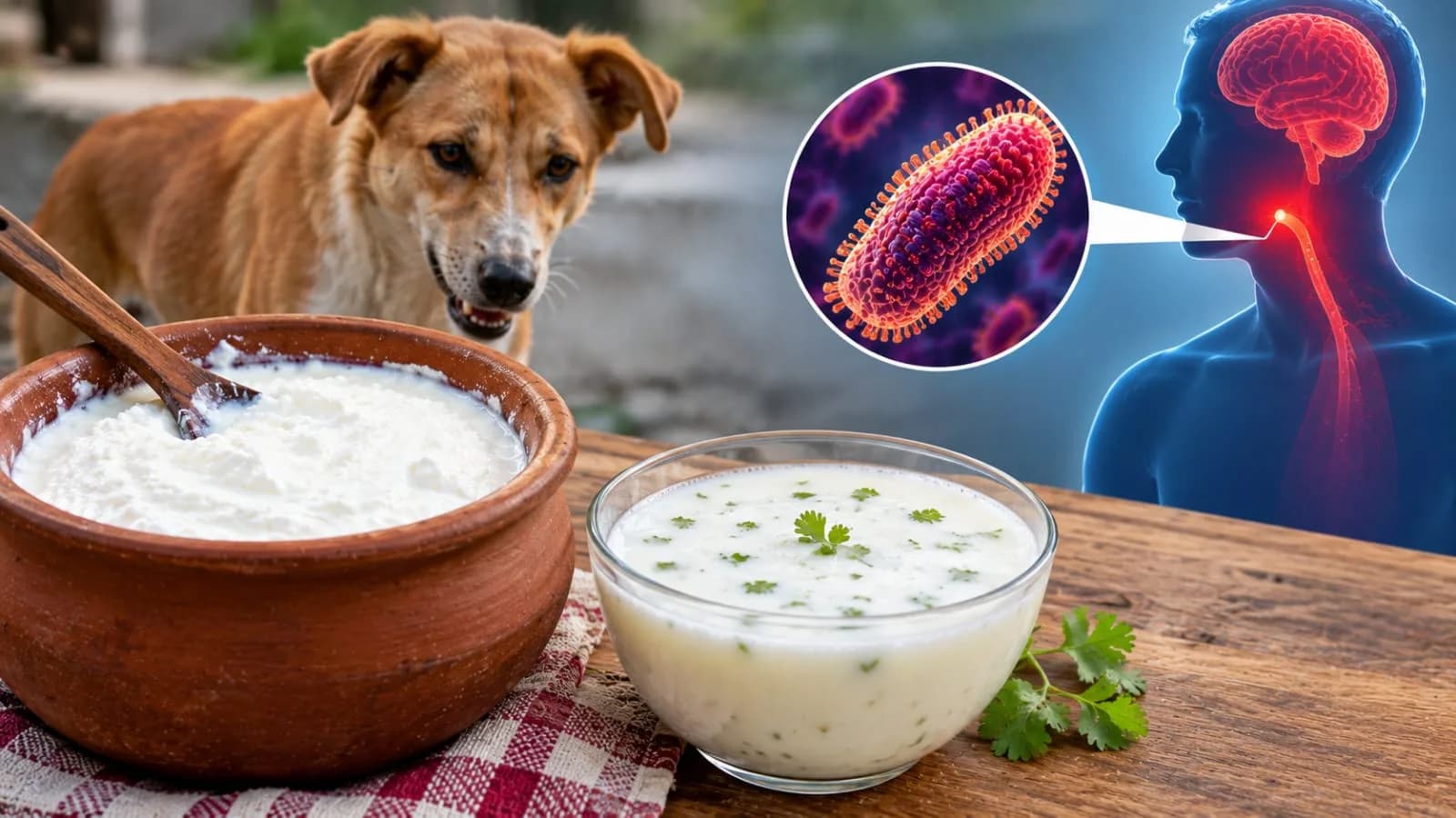 rabies spread through curd or milk products