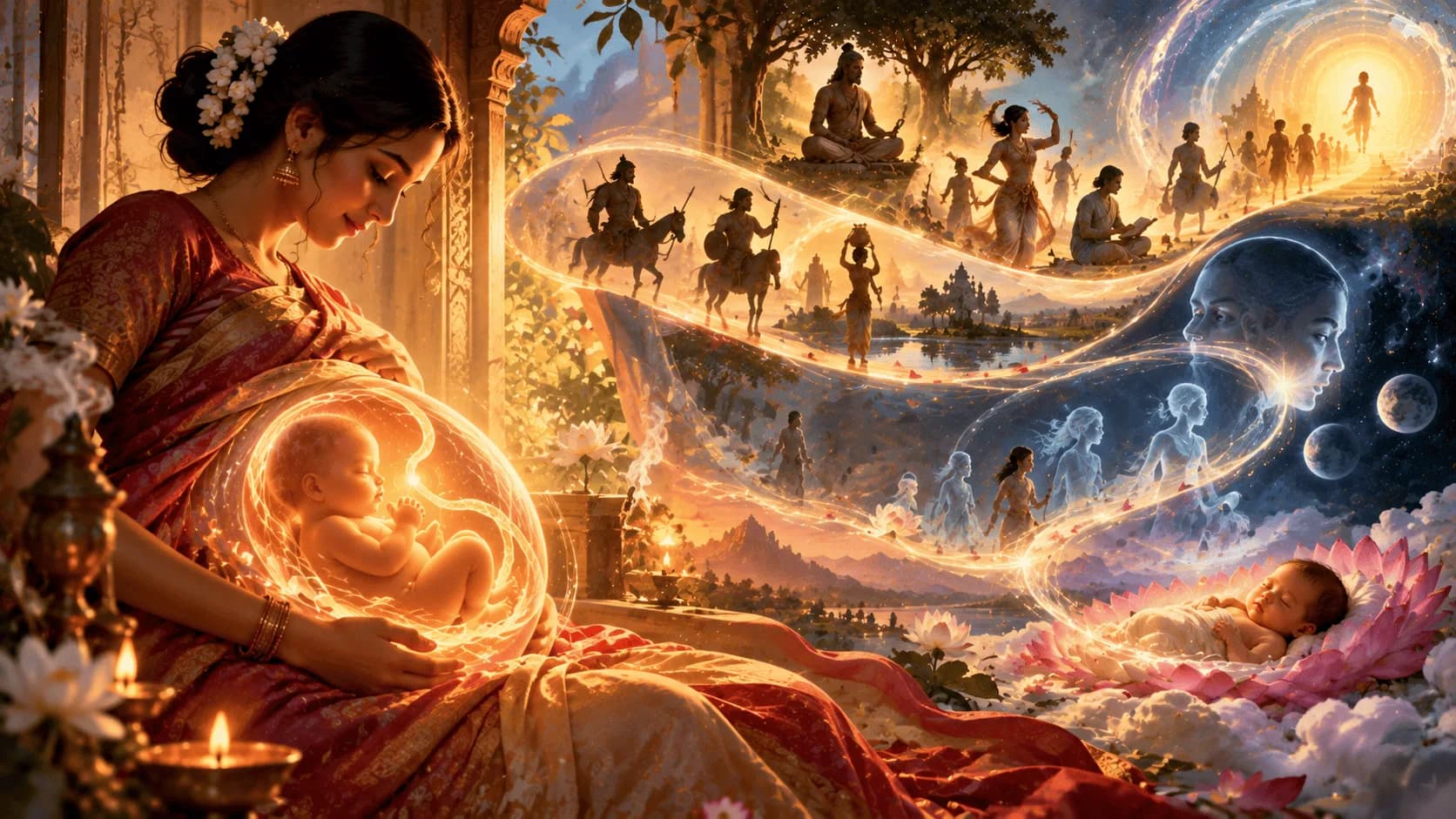 Why are humans born after 9 months? The ancient beliefs about karma, birth and rebirth